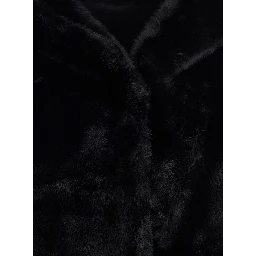 Leonie Black Fur Jacket with Hood and Front Concealed Closure in Ecofur Woman