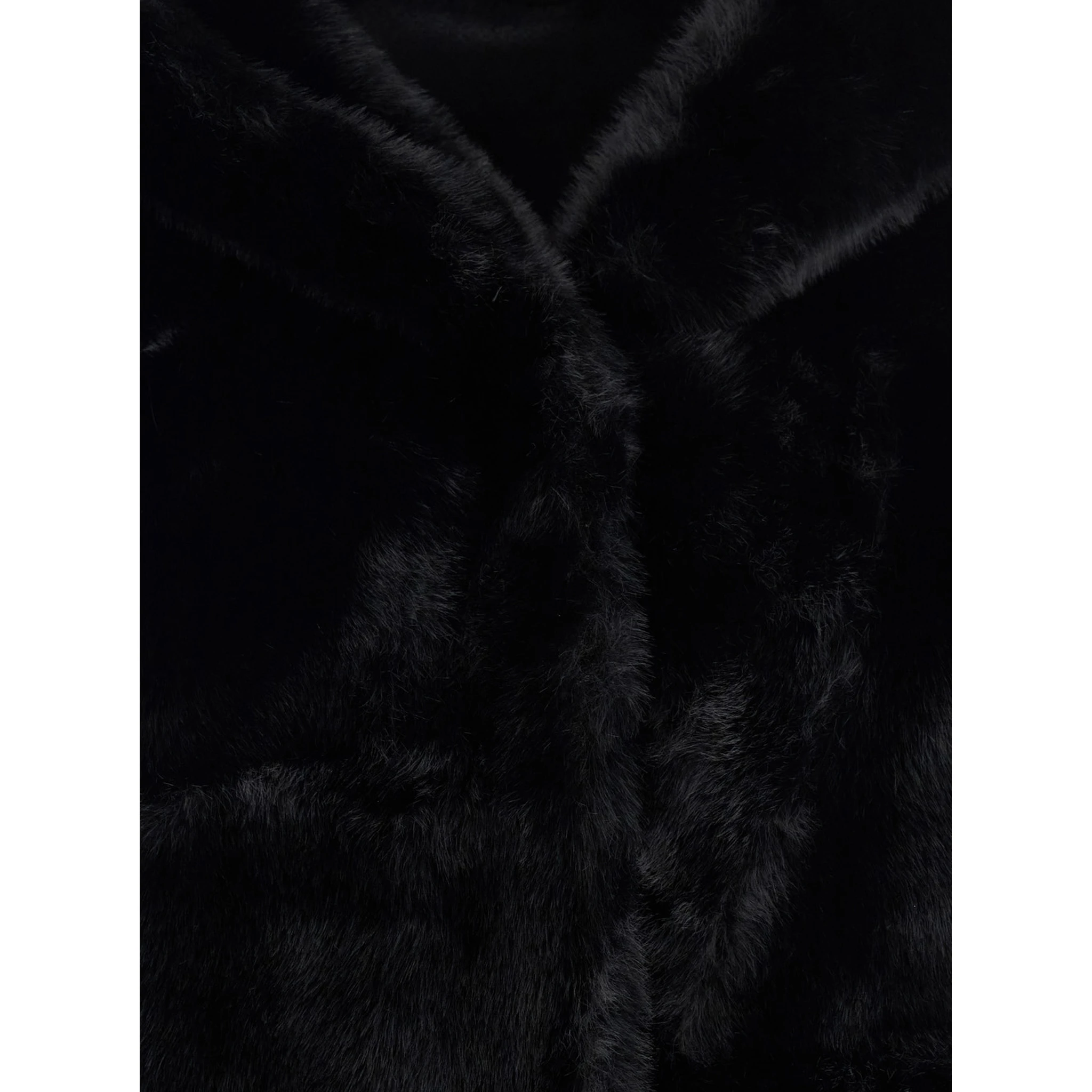 Leonie Black Fur Jacket with Hood and Front Concealed Closure in Ecofur Woman