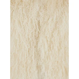 White Cropped Fur Jacket with Concealed Front Closure in Shearling Fur Woman