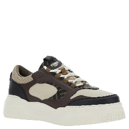 Force Brown Sneaker with FF Jacquard Details and Chunky Sole in Leather Man
