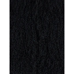 Black Cropped Fur Jacket with Concealed Front Closure in Shearling Fur Woman