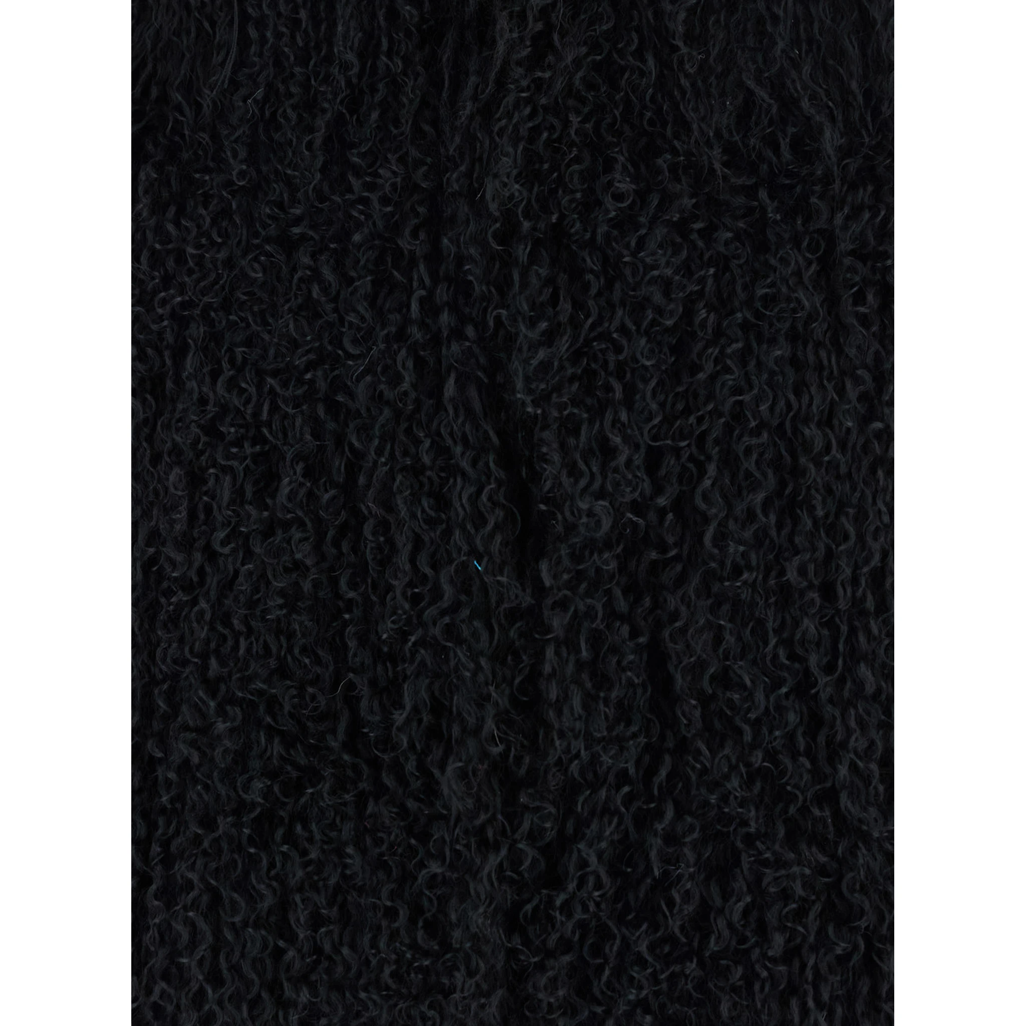 Black Cropped Fur Jacket with Concealed Front Closure in Shearling Fur Woman