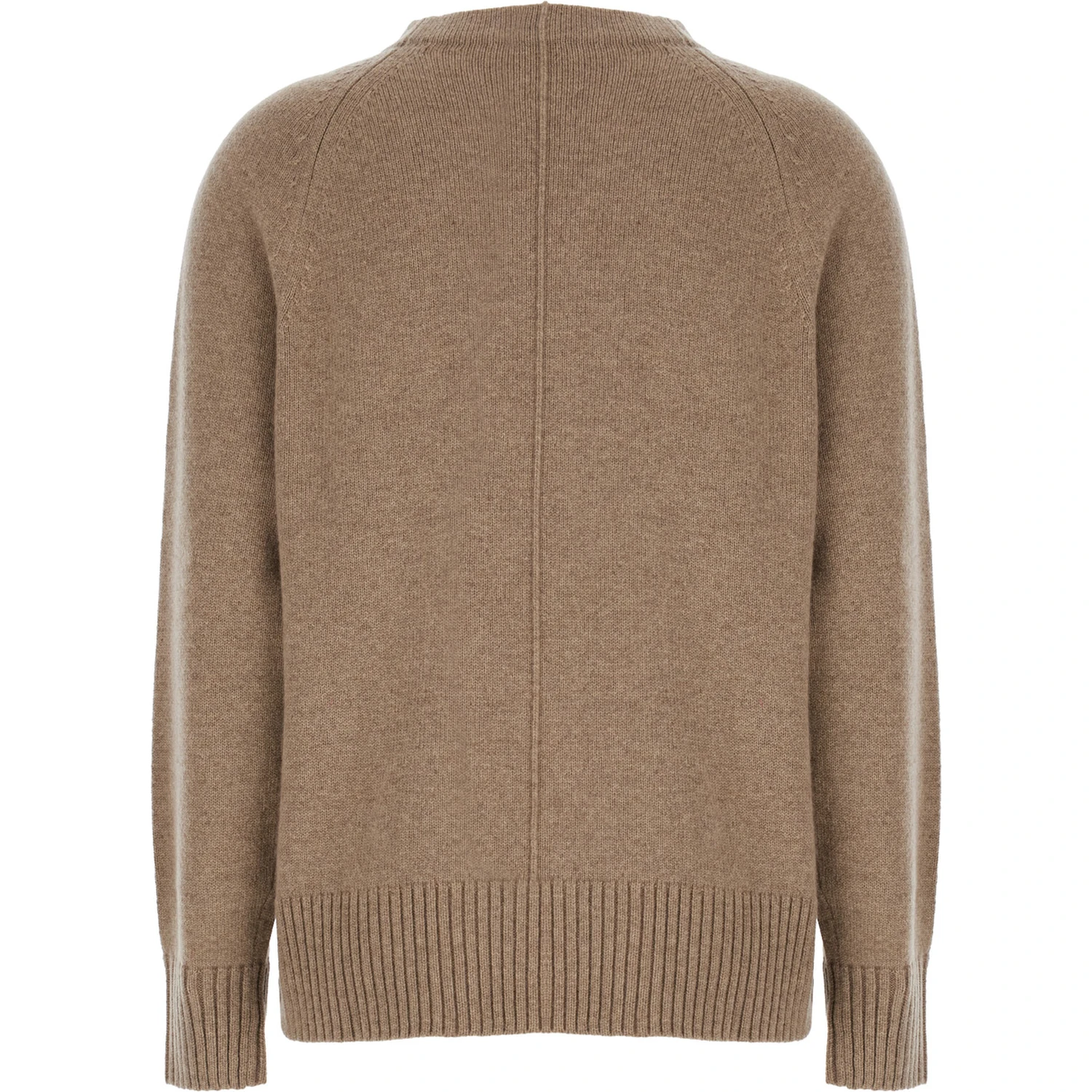 Toldim Beige Crewneck Sweater with Middle Stitch Detail in Cashmere Woman