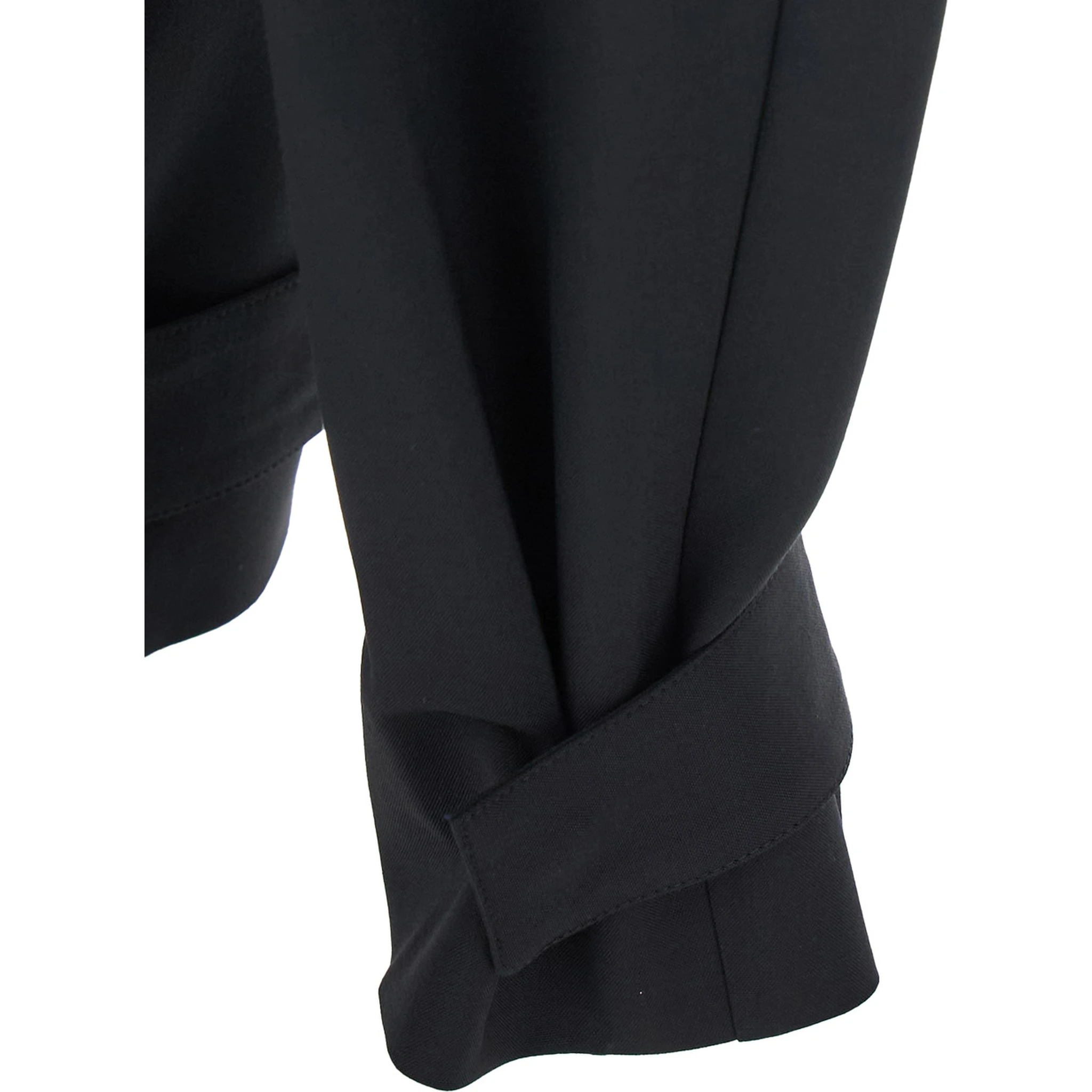 Black Trousers with Pleats on the Front and Side Logo Patch in Stretch Tech Wool Woman