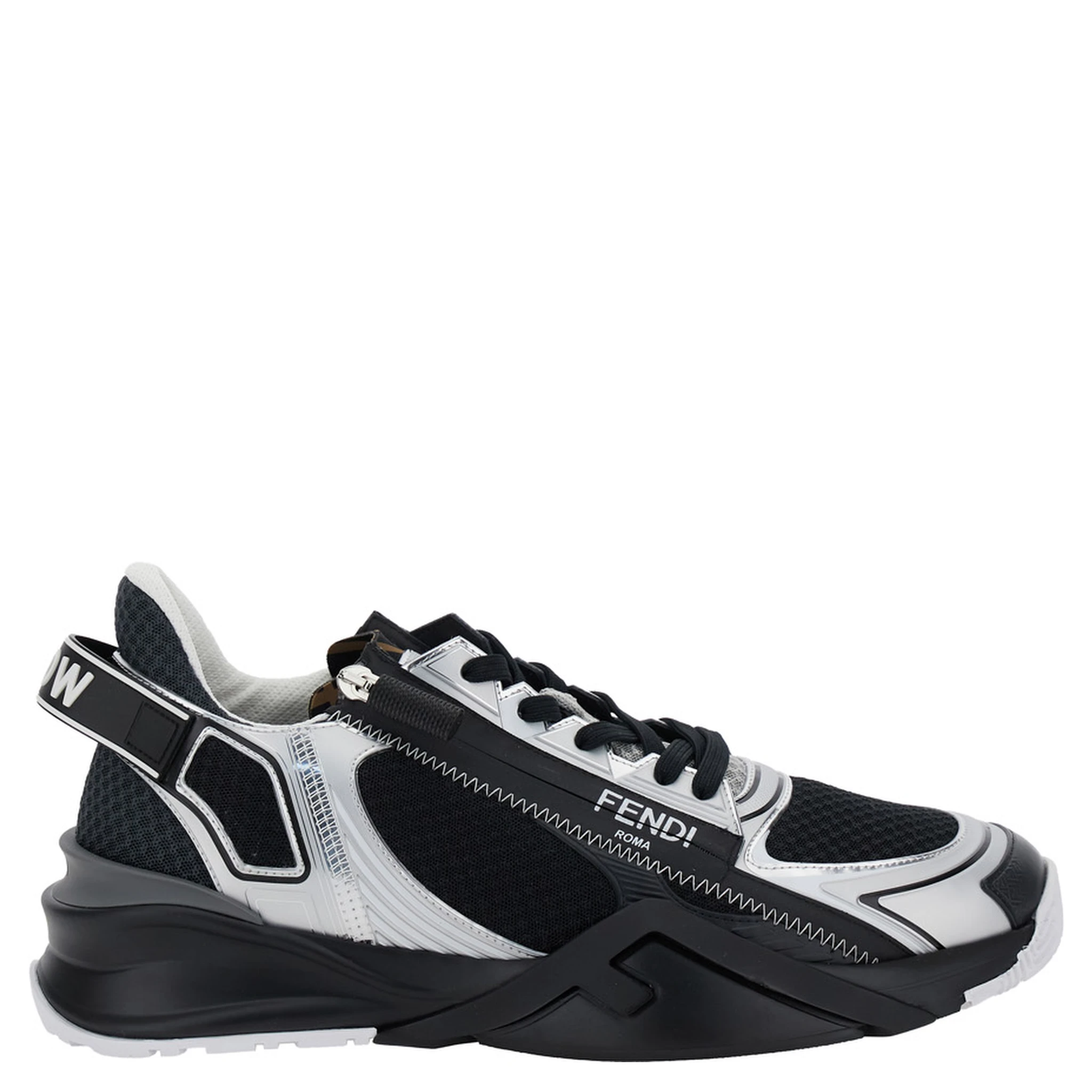 Fendi Flow Black Sneakers with Logo Lettering on Side and Heel in Tech Fabric Man