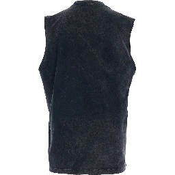 D2 x Magliano Black Crew Neck Top with Logo Lettering and Front Print in Cotton Man