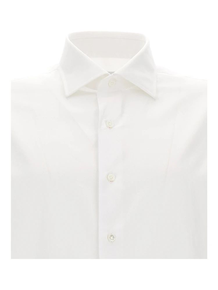 White Shirt with Button Fastening in Cotton Man alternative