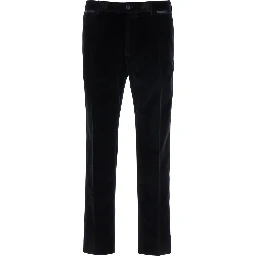 Black Pants with Belt Loops in Velvet Stretch Man