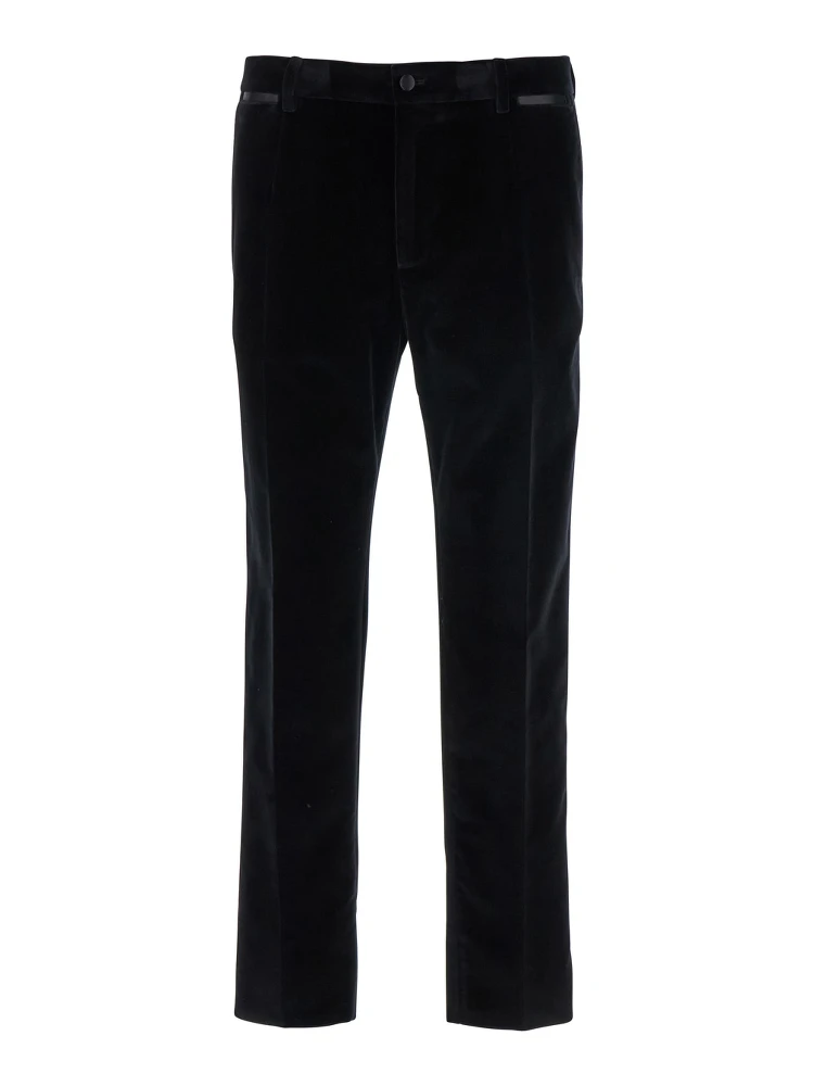 Black Pants with Belt Loops in Velvet Stretch Man