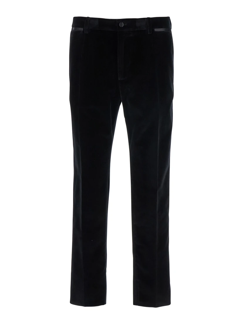 Black Pants with Belt Loops in Velvet Stretch Man