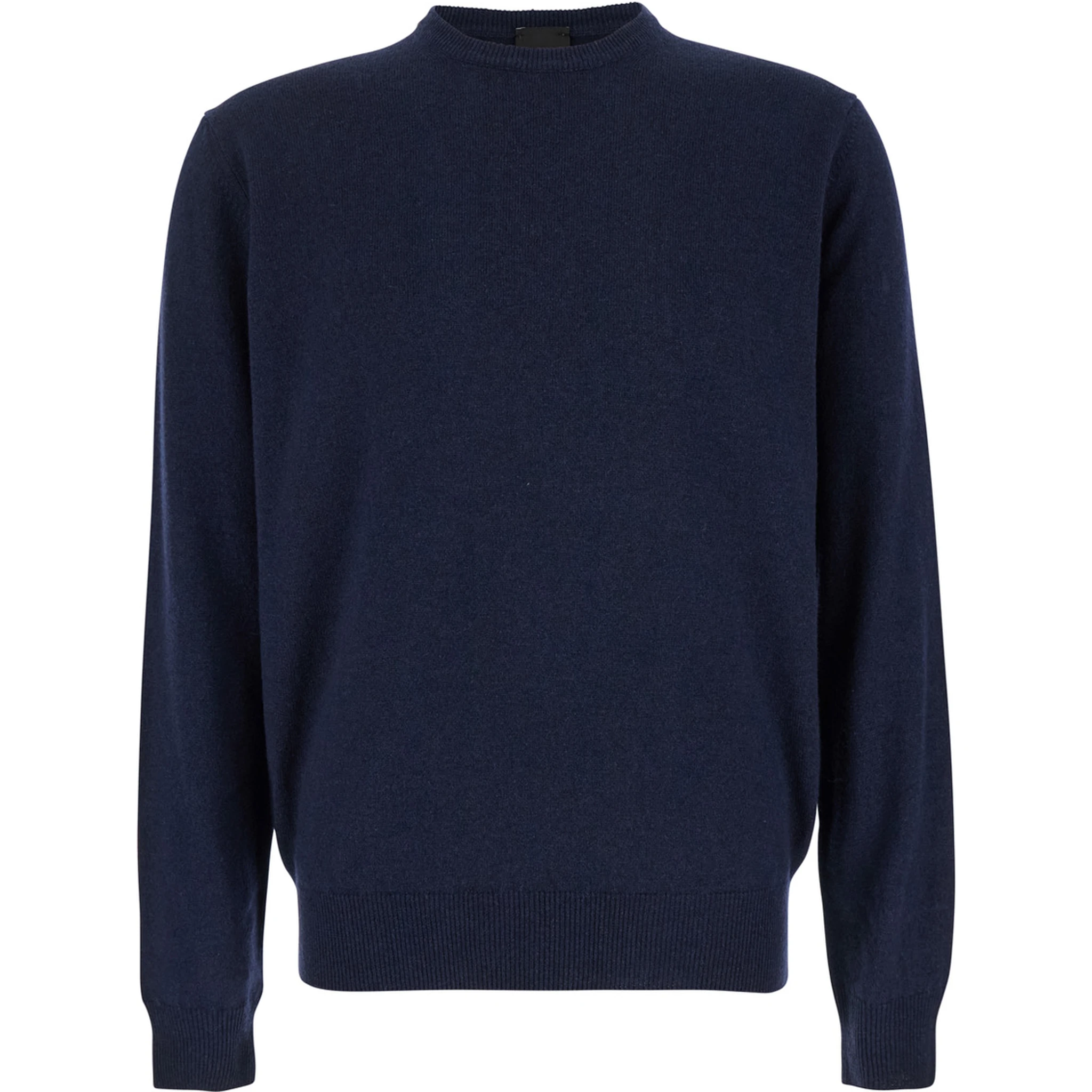 Blue Crewneck Sweater in Merino Wool and Silk Blend Man
