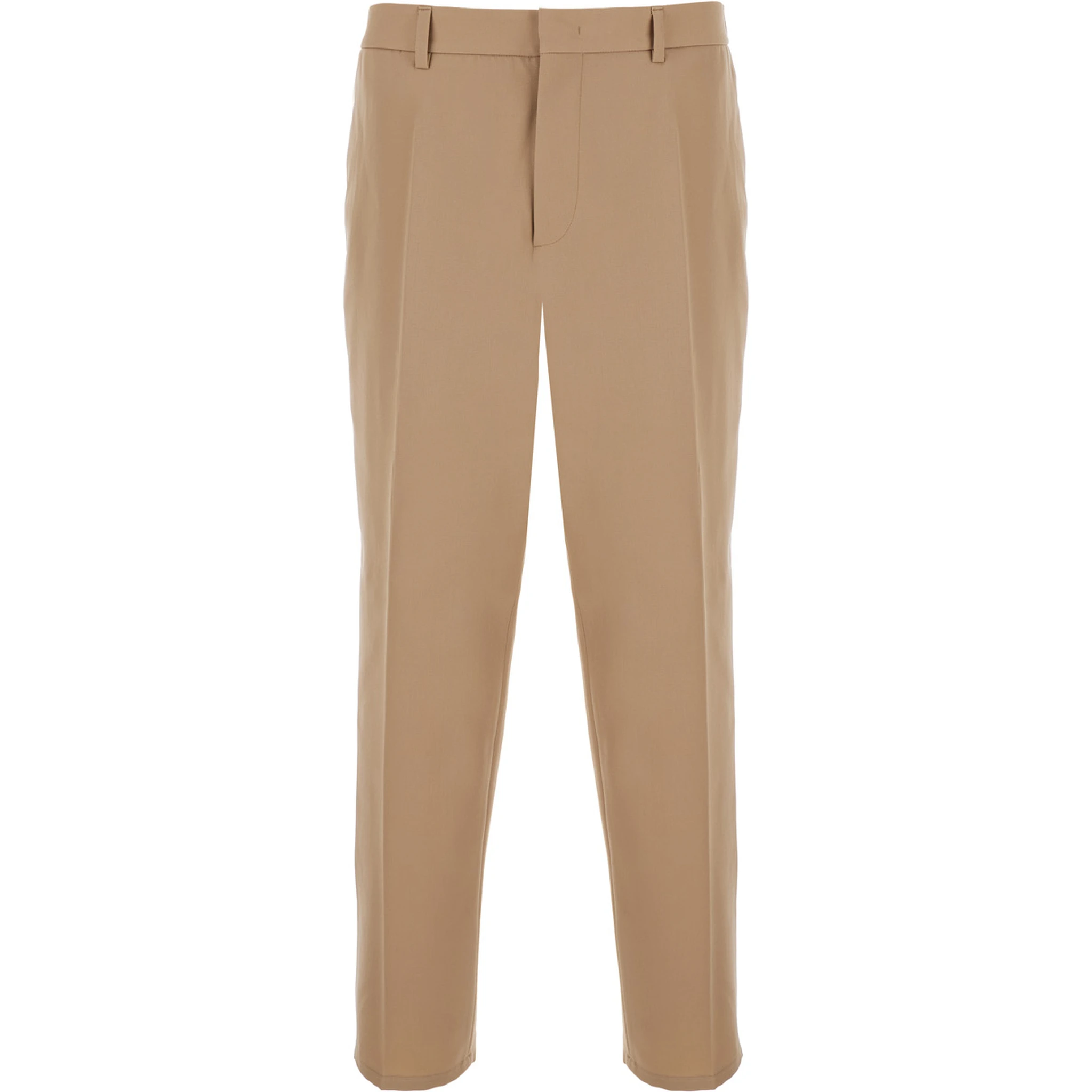 Beige Pants with Elastic Waistband in Wool Man