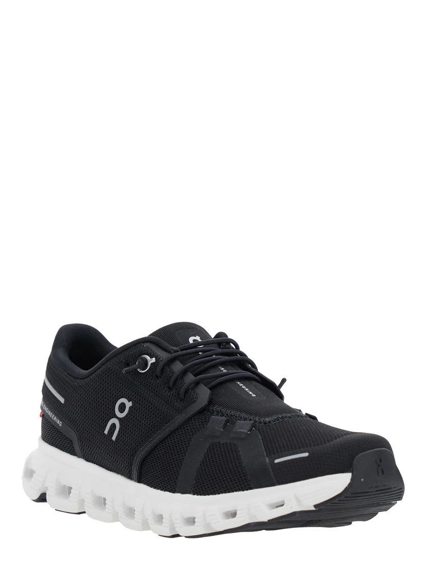 Cloud 6 Black Low Top Sneakers with Mesh Details and Logo on the Side in Tech Fabric Woman