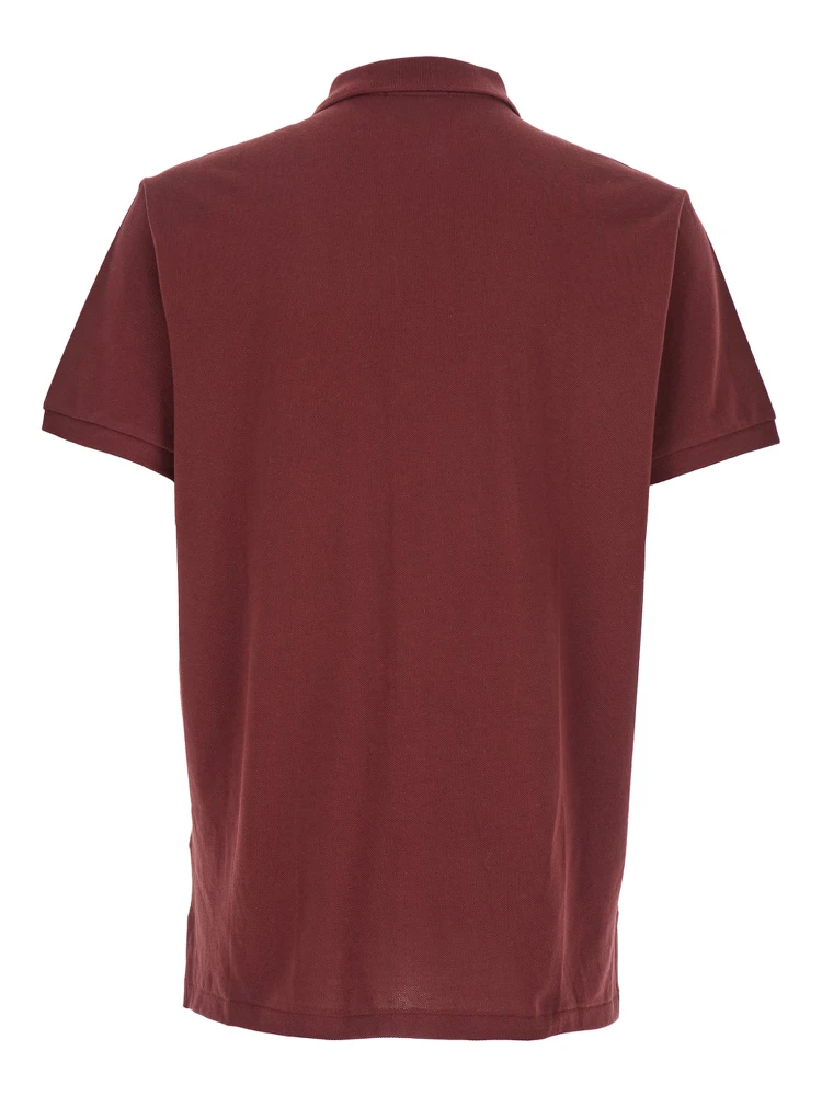 "Custom Slim Fit" Bordeaux Polo Shirt with Pony Detail on the Front in Cotton Man alternative