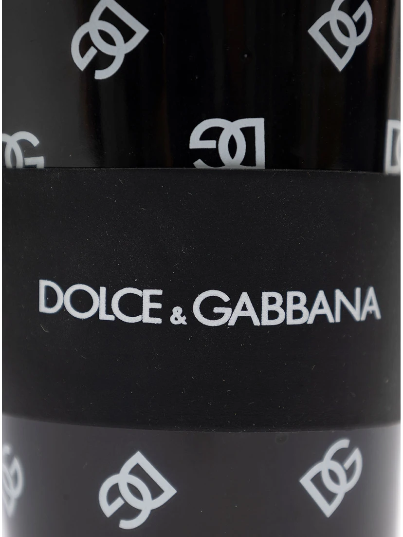 Black Mug with Lid and All-Over Logo Detail in Porcelain and Sylicon Home