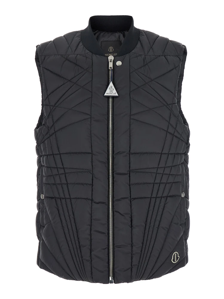 Megapenta Black Vest with Logo Detail on the Zip Puller and Logo Patch on the Front in Tech Fabric Woman