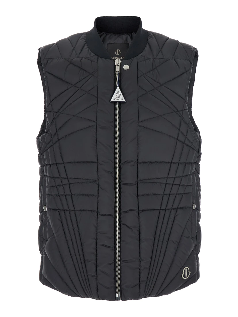 Megapenta Black Vest with Logo Detail on the Zip Puller and Logo Patch on the Front in Tech Fabric Woman