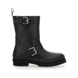 Trace Black Ankle Boots with Buckle in Tech Fabric Woman