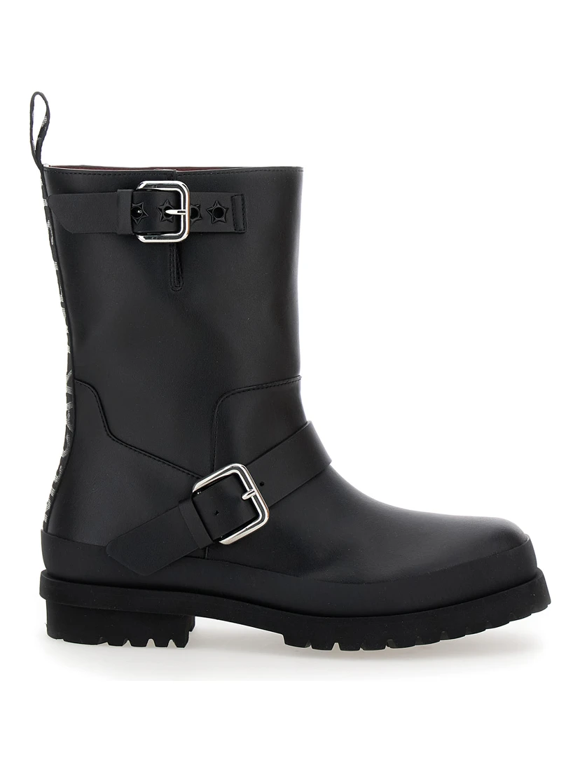 Trace Black Ankle Boots with Buckle in Tech Fabric Woman