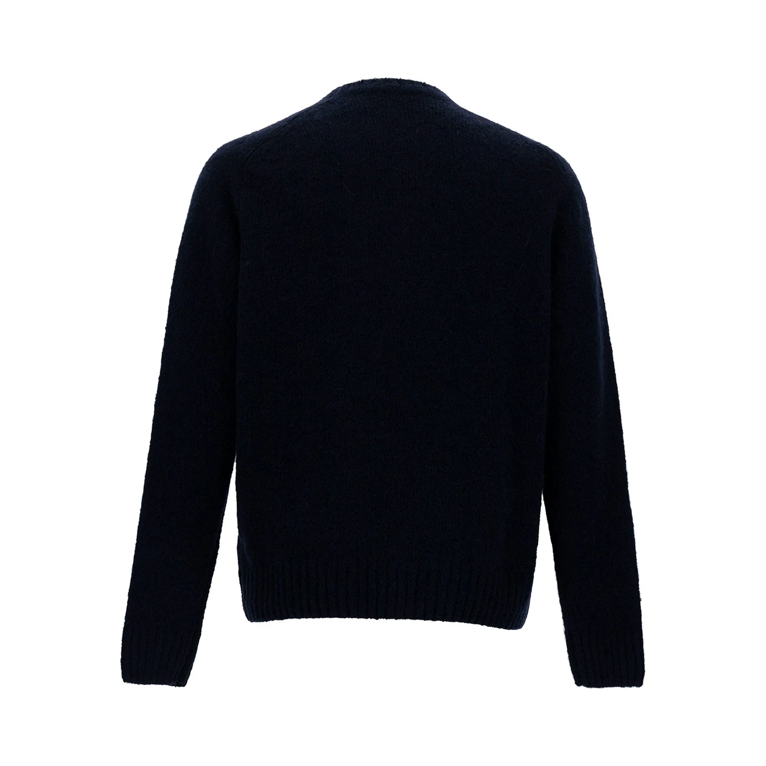 Blue Crewneck Sweater with Ribbed Trims in Alpaca and Wool Woman