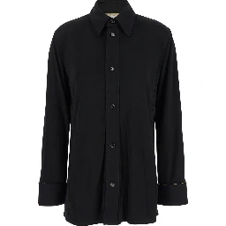 Black Shirt with Notebook Cuffs in Viscose Woman