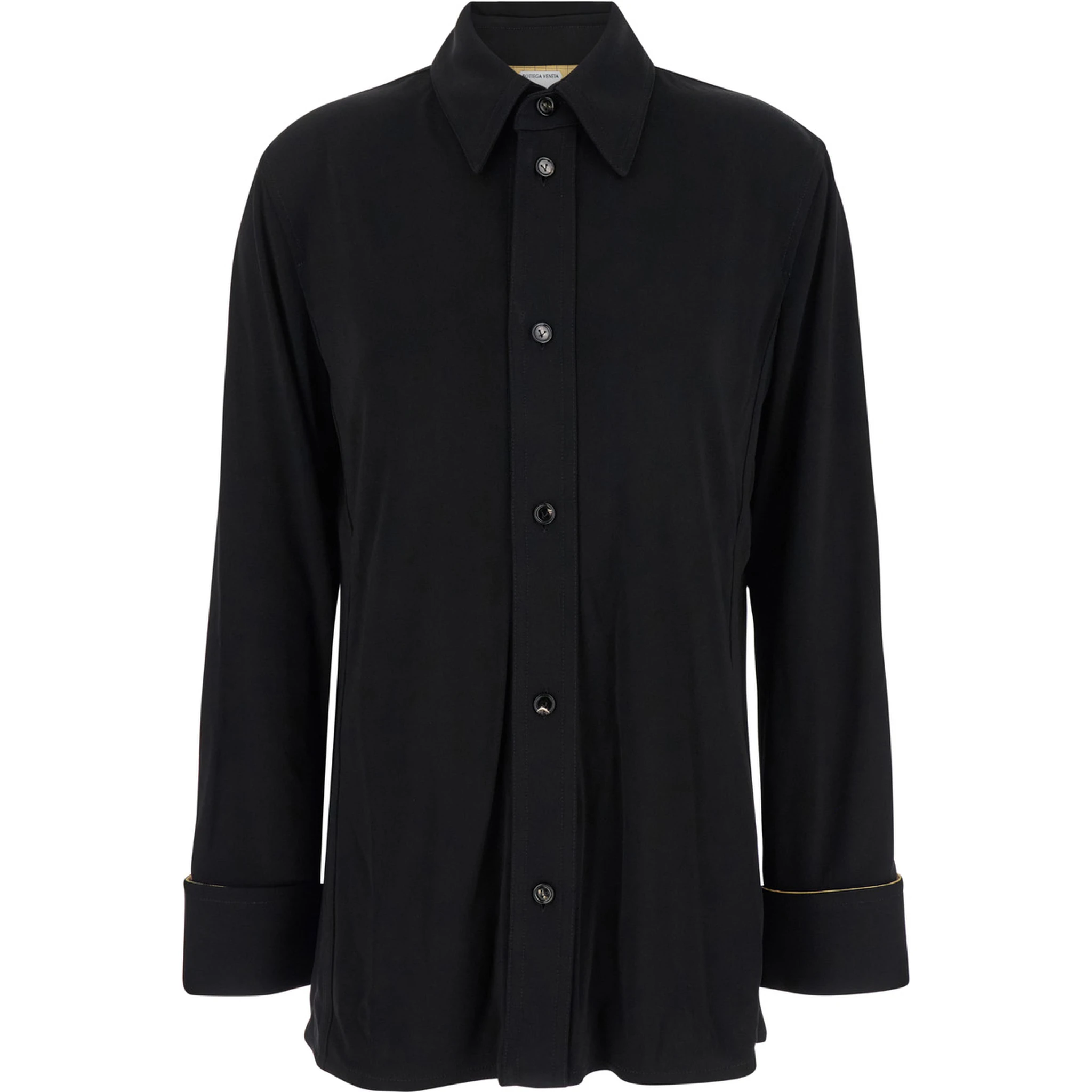 Black Shirt with Notebook Cuffs in Viscose Woman