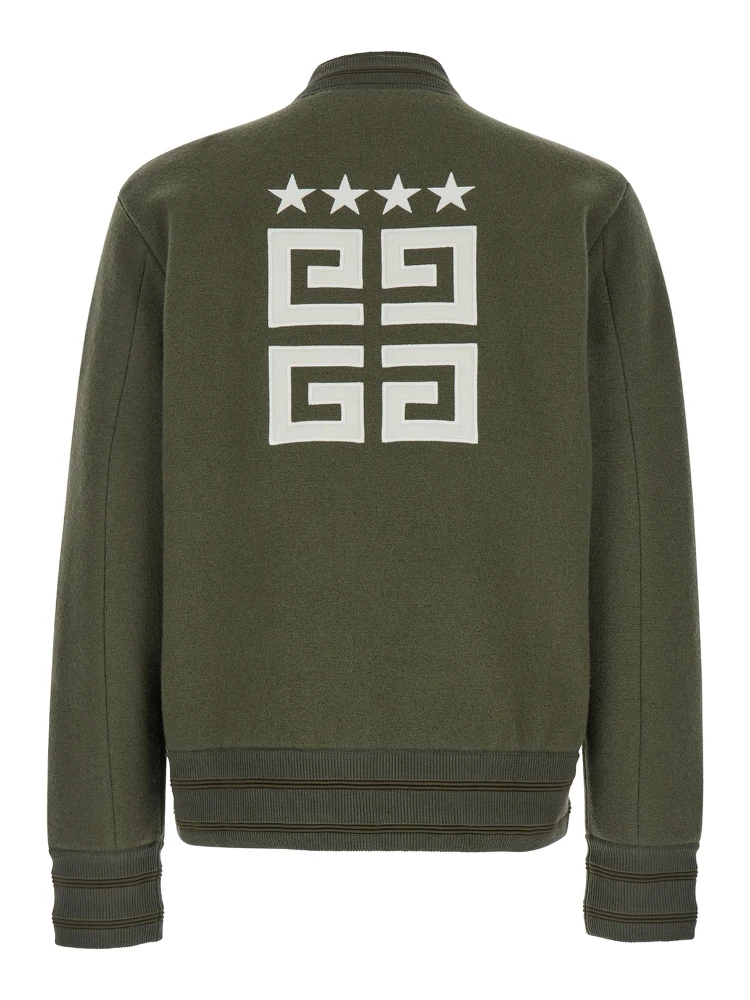 Green Sweatshirt with Bomber Collar and 4G Logo in Wool Man alternative