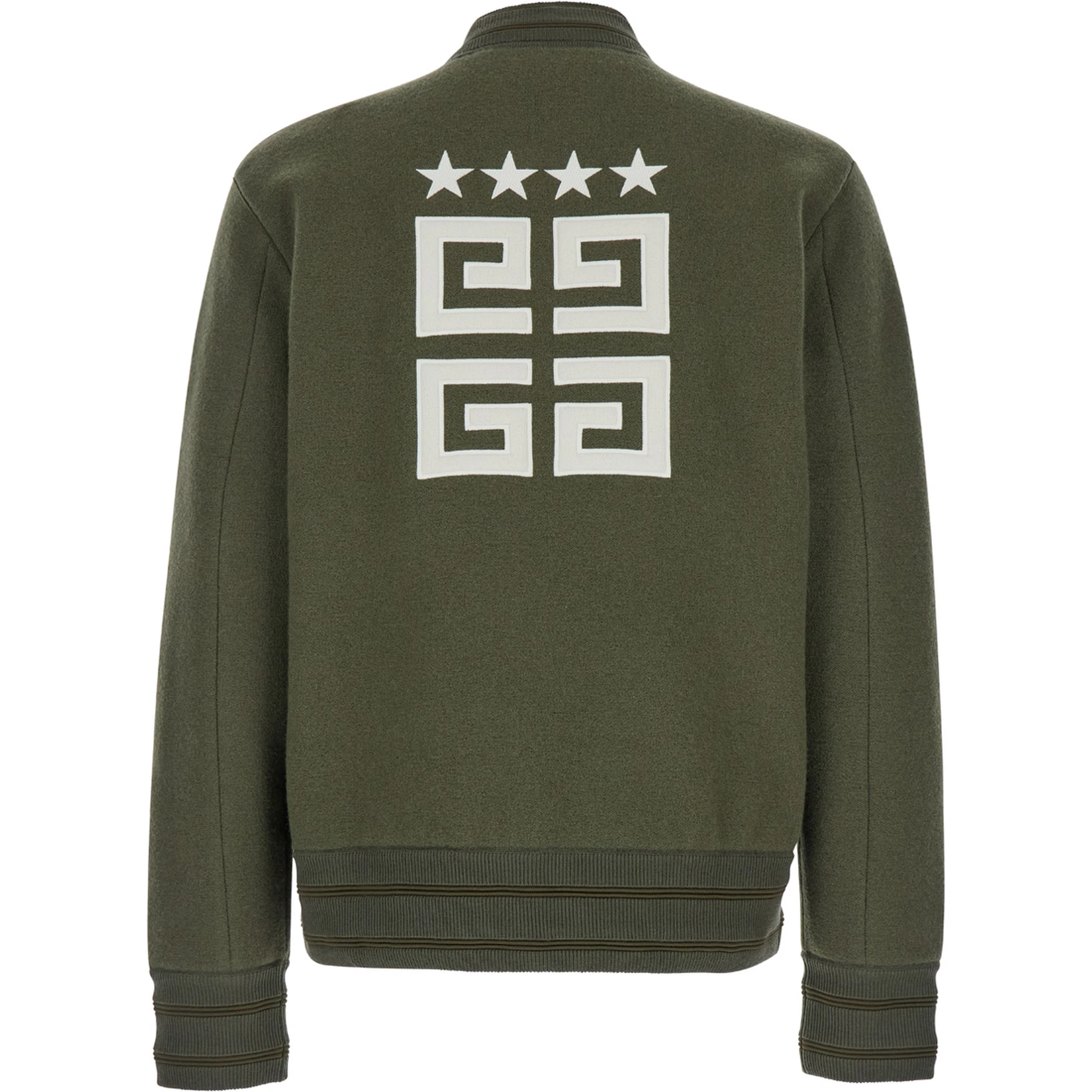 Green Sweatshirt with Bomber Collar and 4G Logo in Wool Man