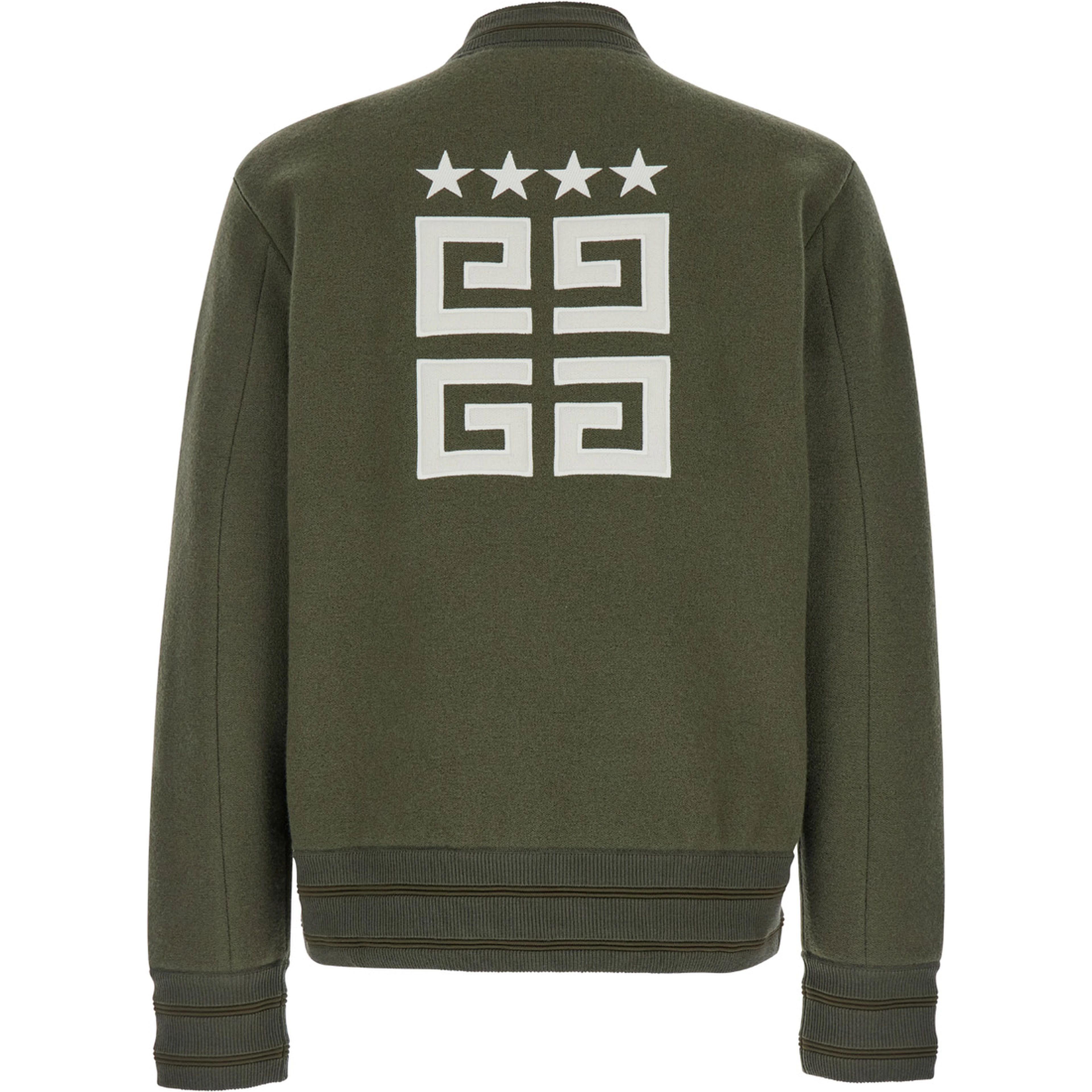 Green Sweatshirt with Bomber Collar and 4G Logo in Wool Man