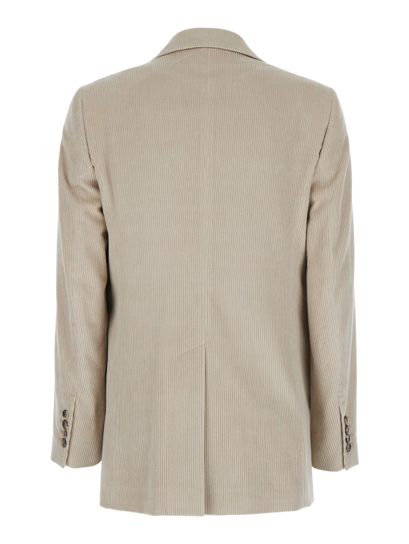 Kuban Beige Single-Breasted Jacket with Notched Revers in Cotton Blend Woman