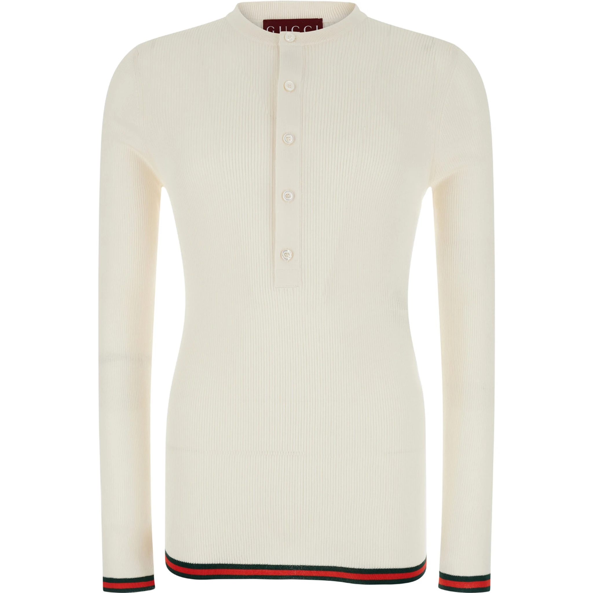 White Long Sleeved Top in Rib Silk Man