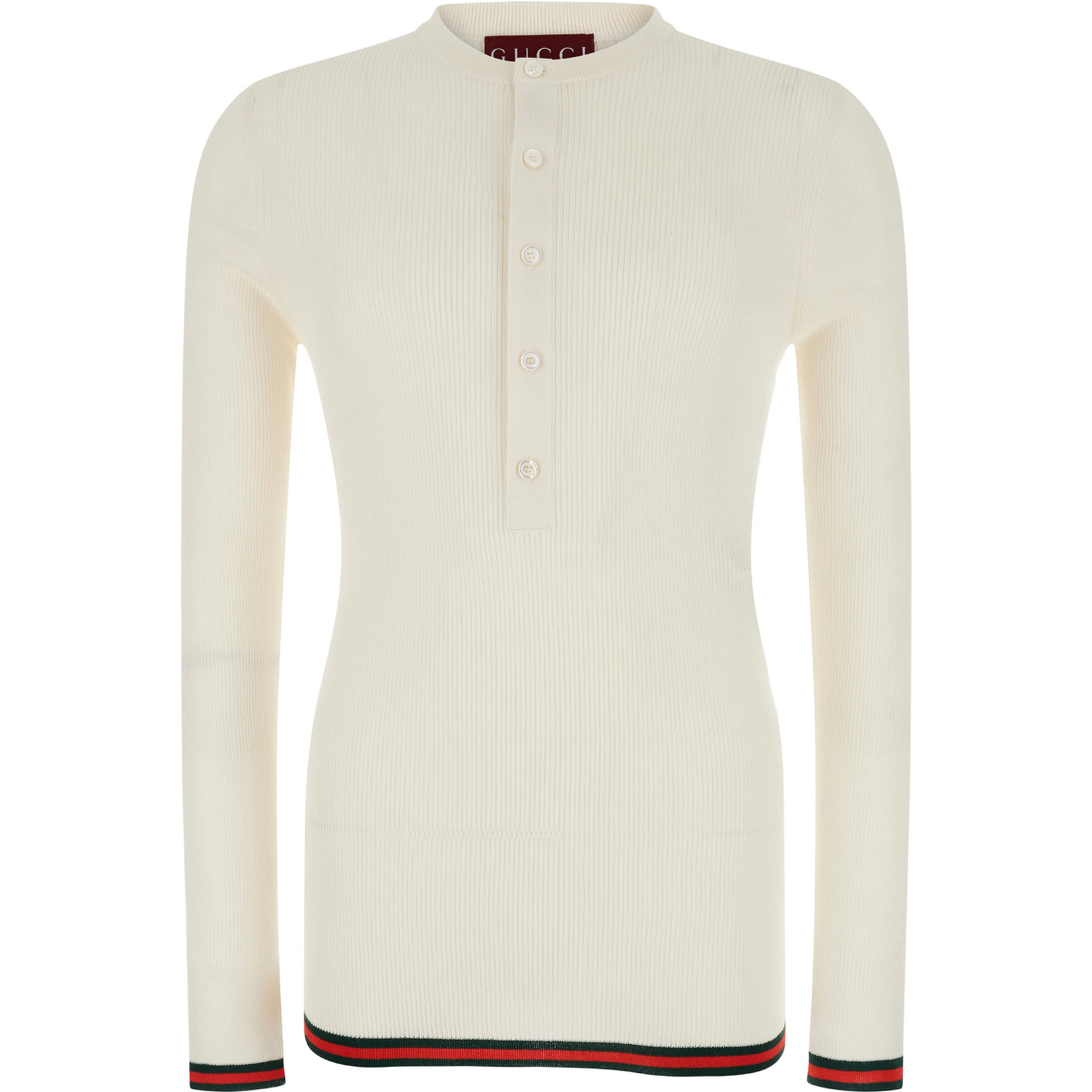 White Long Sleeved Top in Rib Silk Man