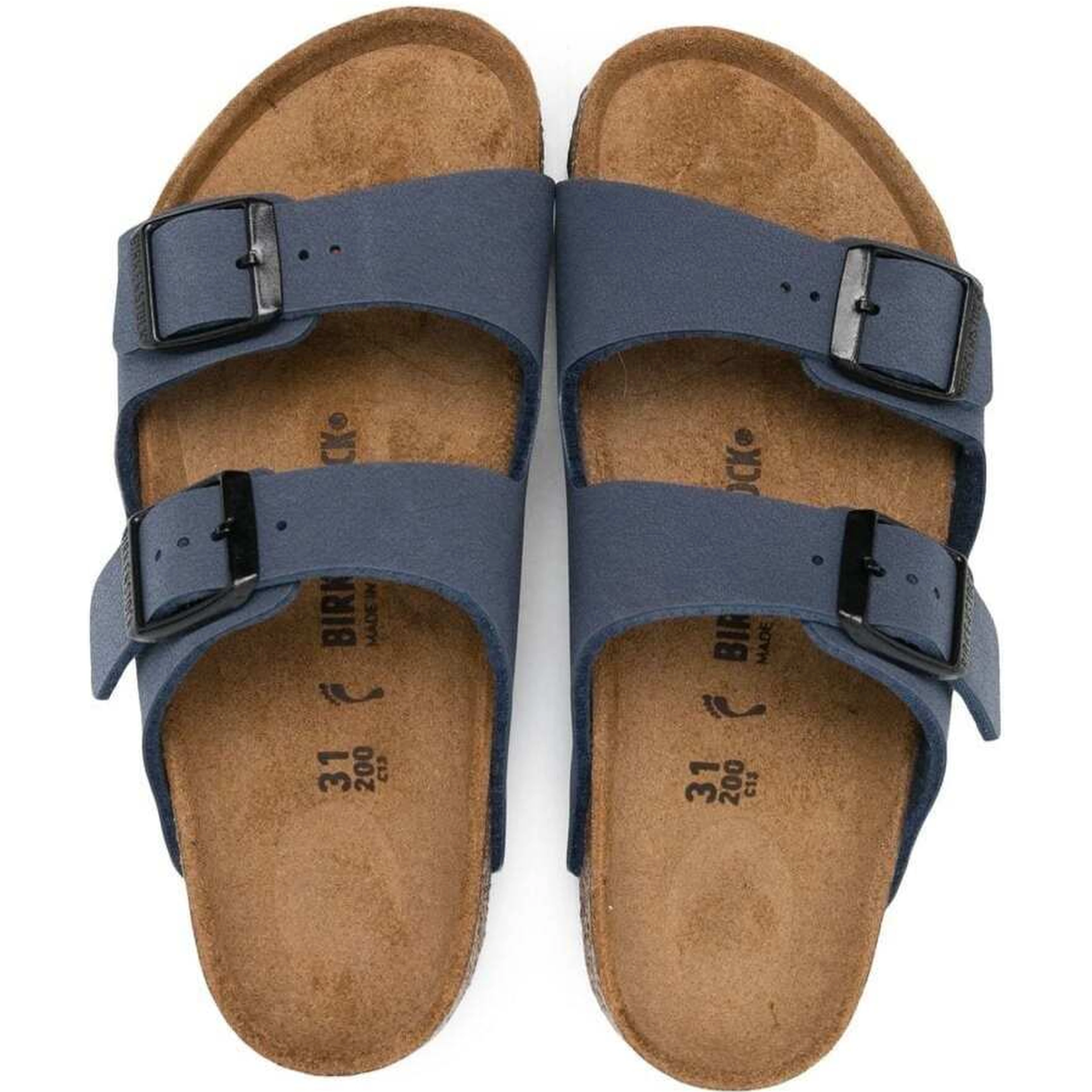 Arizona Blue Sandals with Buckle Closure in Birkoflor for Boys