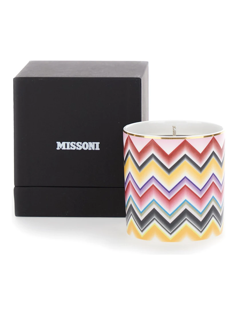 Multicolor Candle with Zigzag Motif in Porcelain