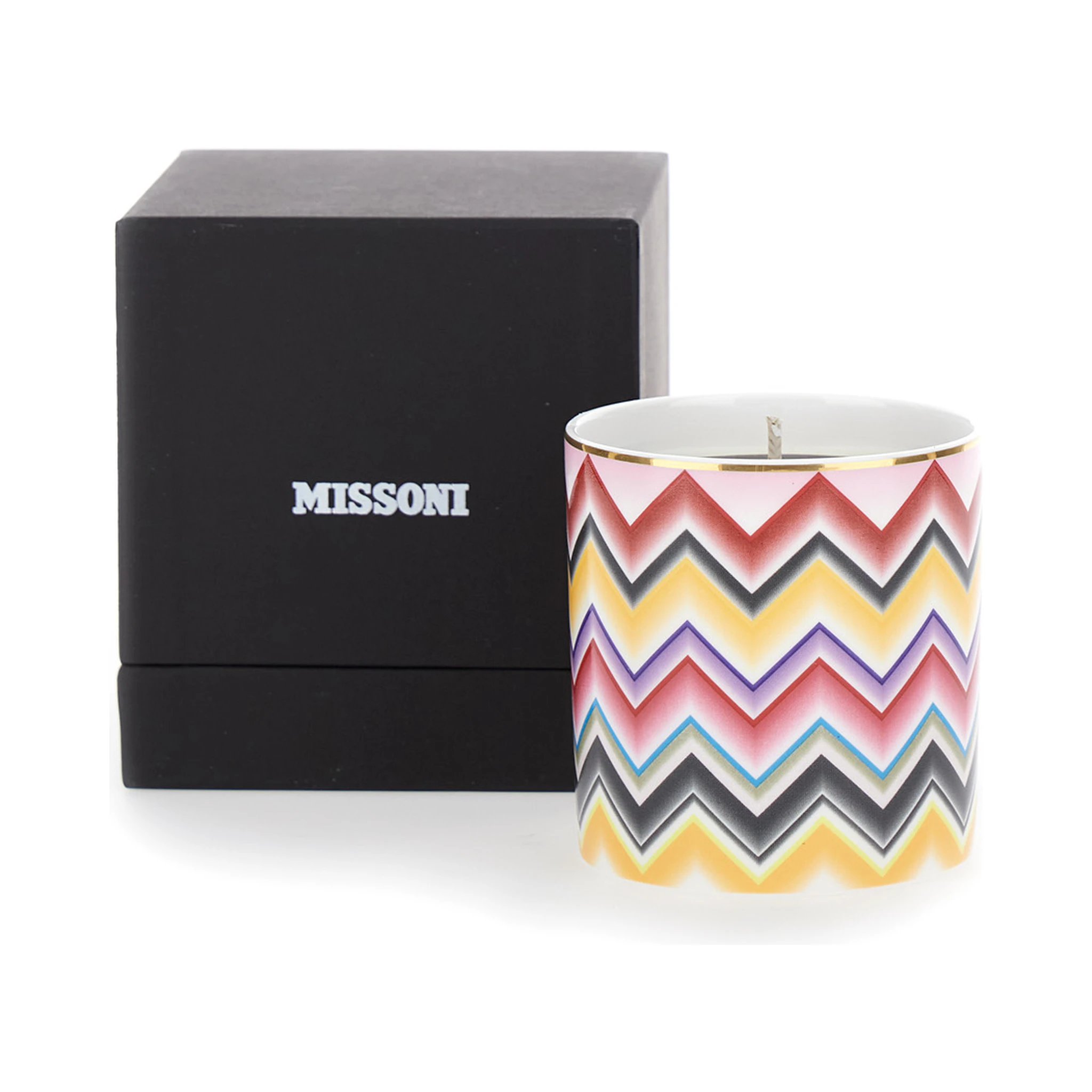Multicolor Candle with Zigzag Motif in Porcelain