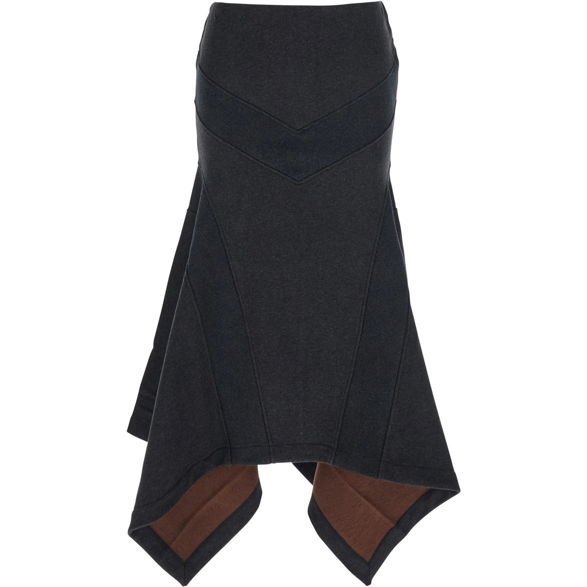 Grey Midi Skirt with Logo Lettering and Handkerchief Hem in Cotton Woman