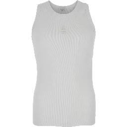 White Top with Upside Down Skull Embroidery on the Front in Cotton Jersey Man