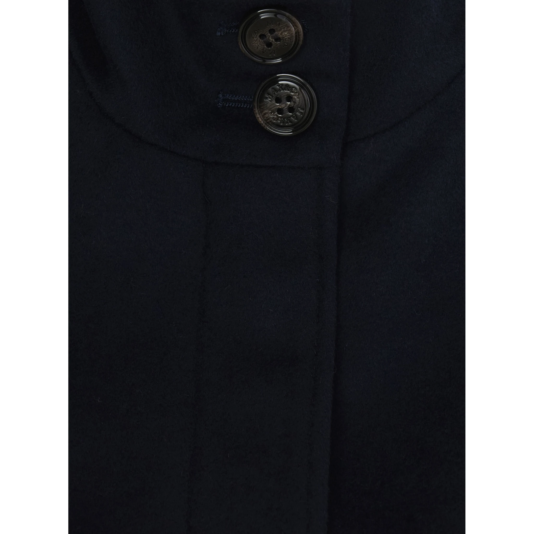 Black Single-Breasted Coat with High-Neck in Wool Blend Girl