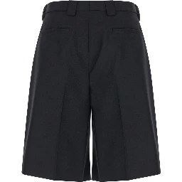 Black Bermuda Shorts with Web Detail in Wool Man