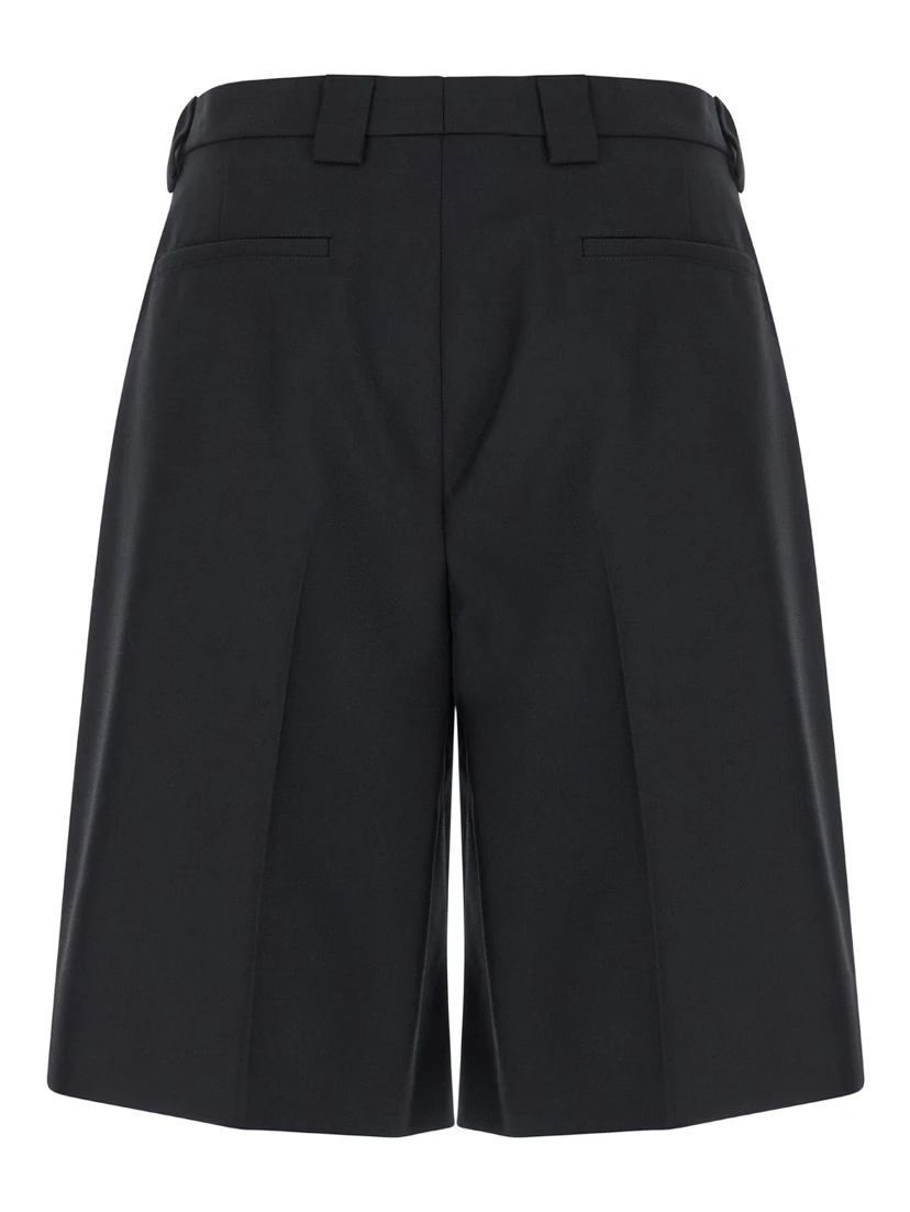 Black Bermuda Shorts with Web Detail in Wool Man