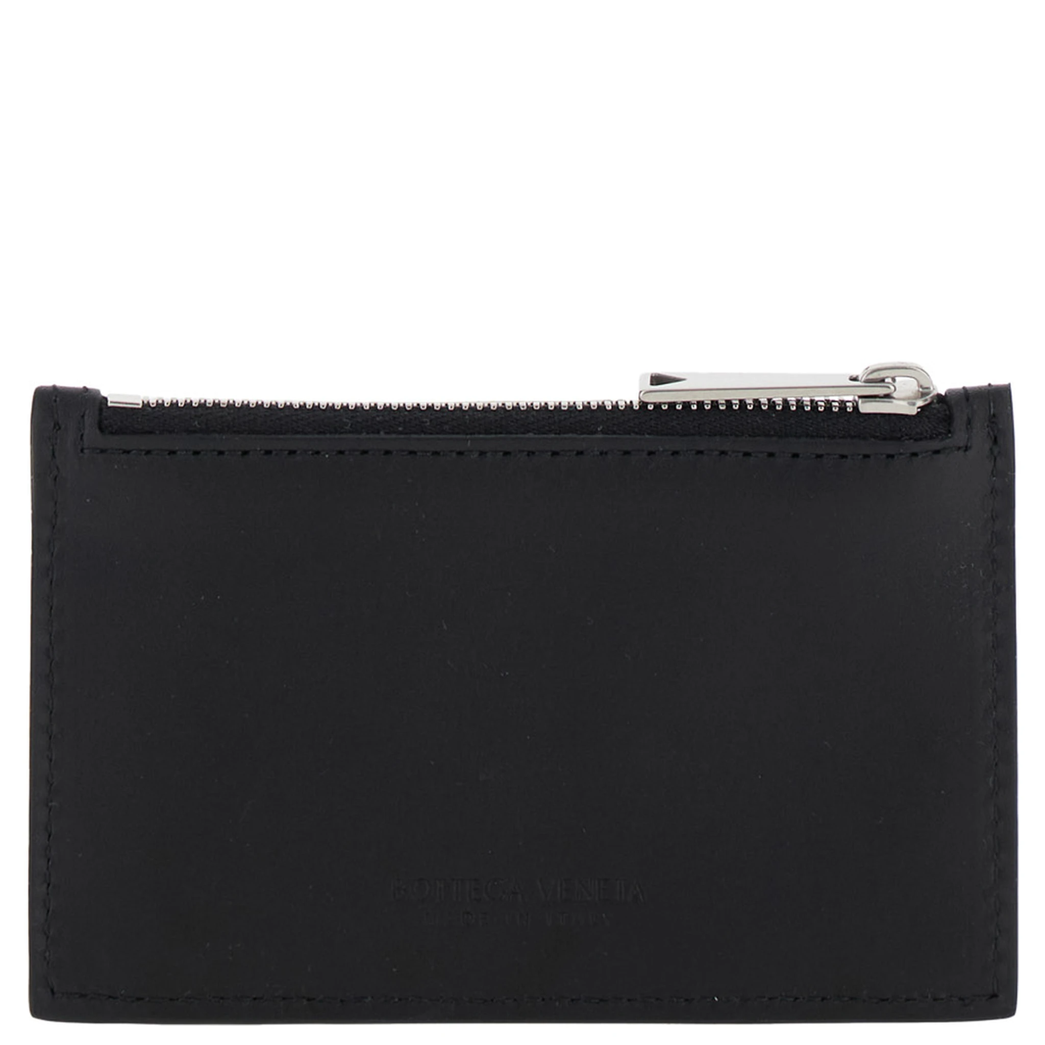 Black Card-Holder with Intreccio Motif in Leather Man
