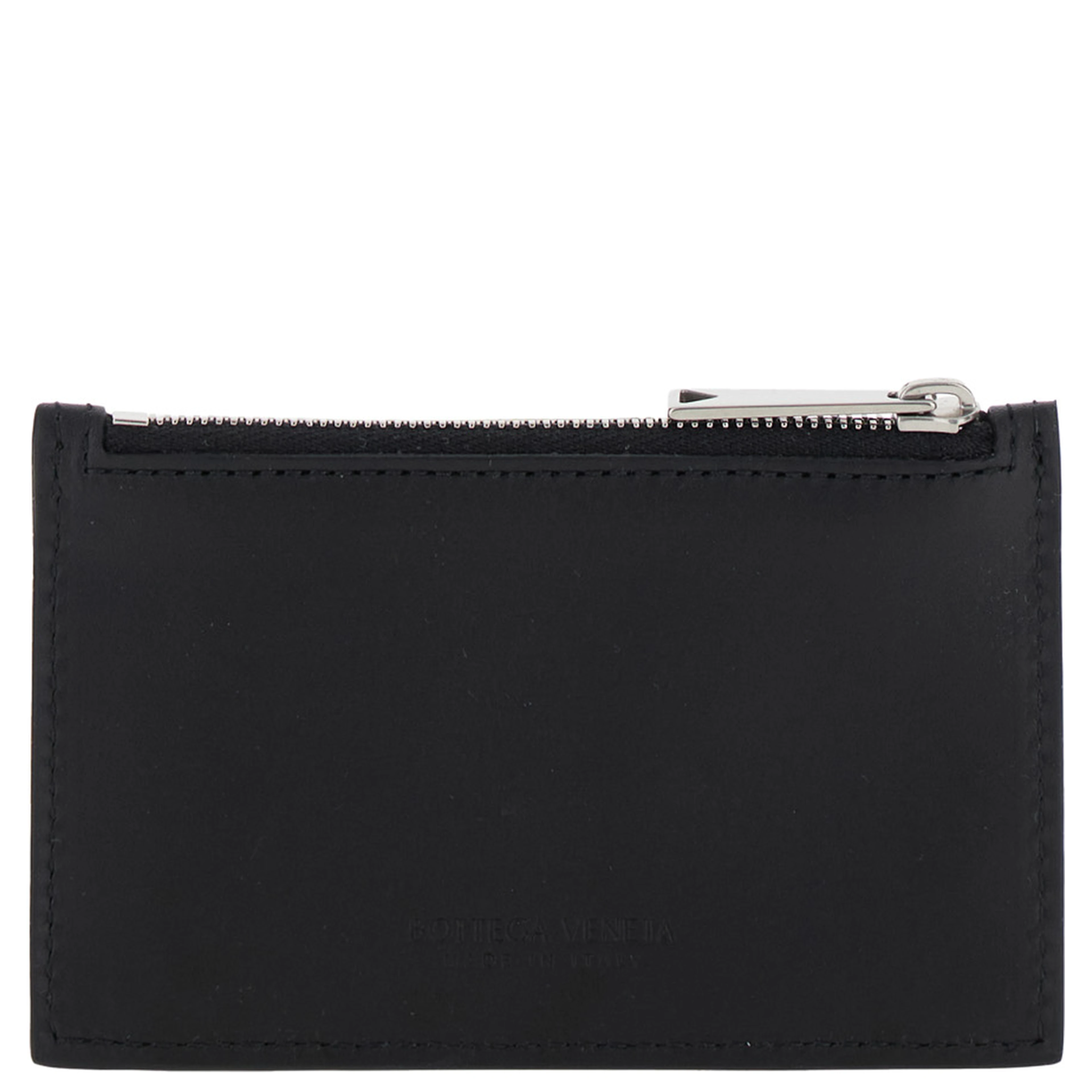 Black Card-Holder with Intreccio Motif in Leather Man