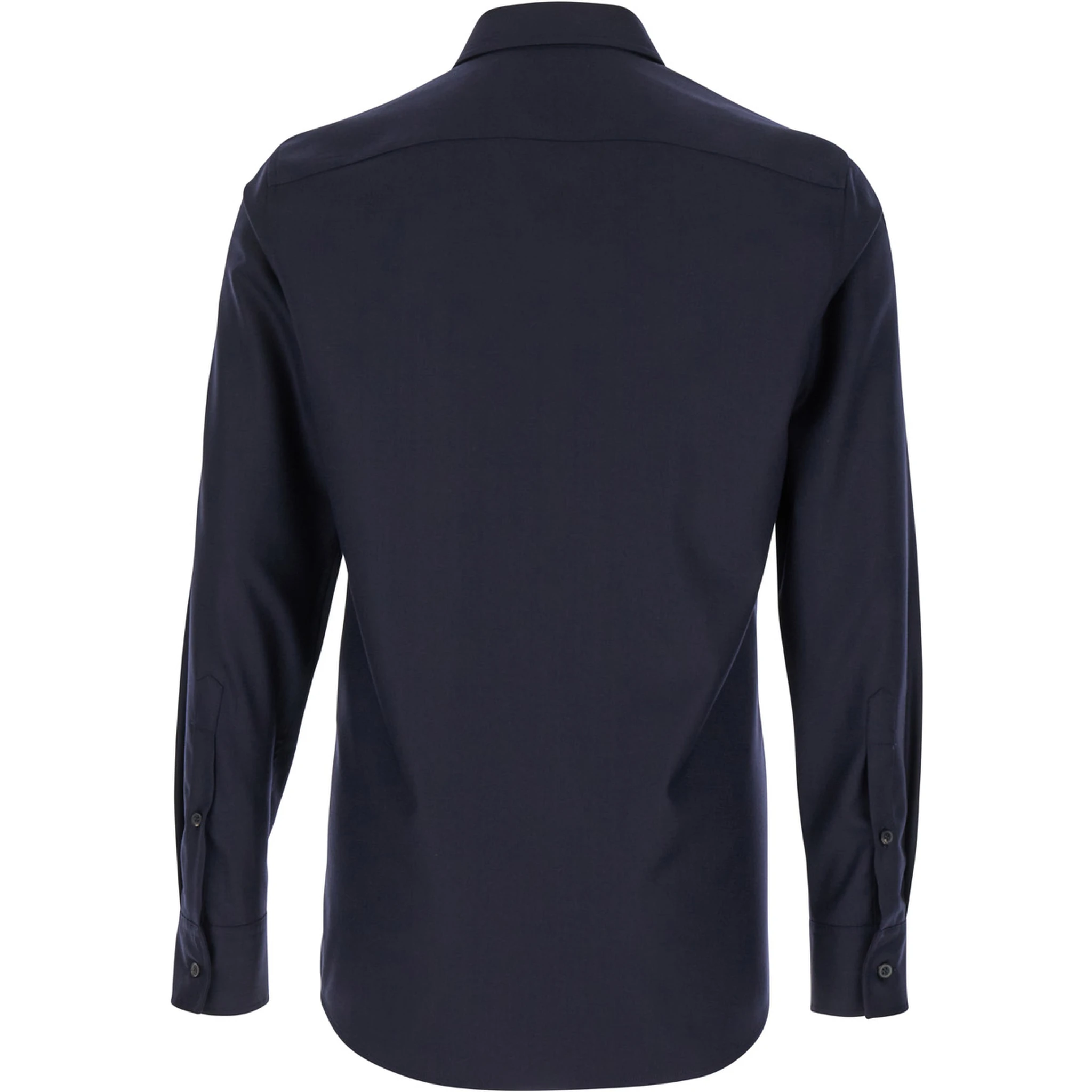 Blue Shirt with Classic Collar in Wool Blend Man