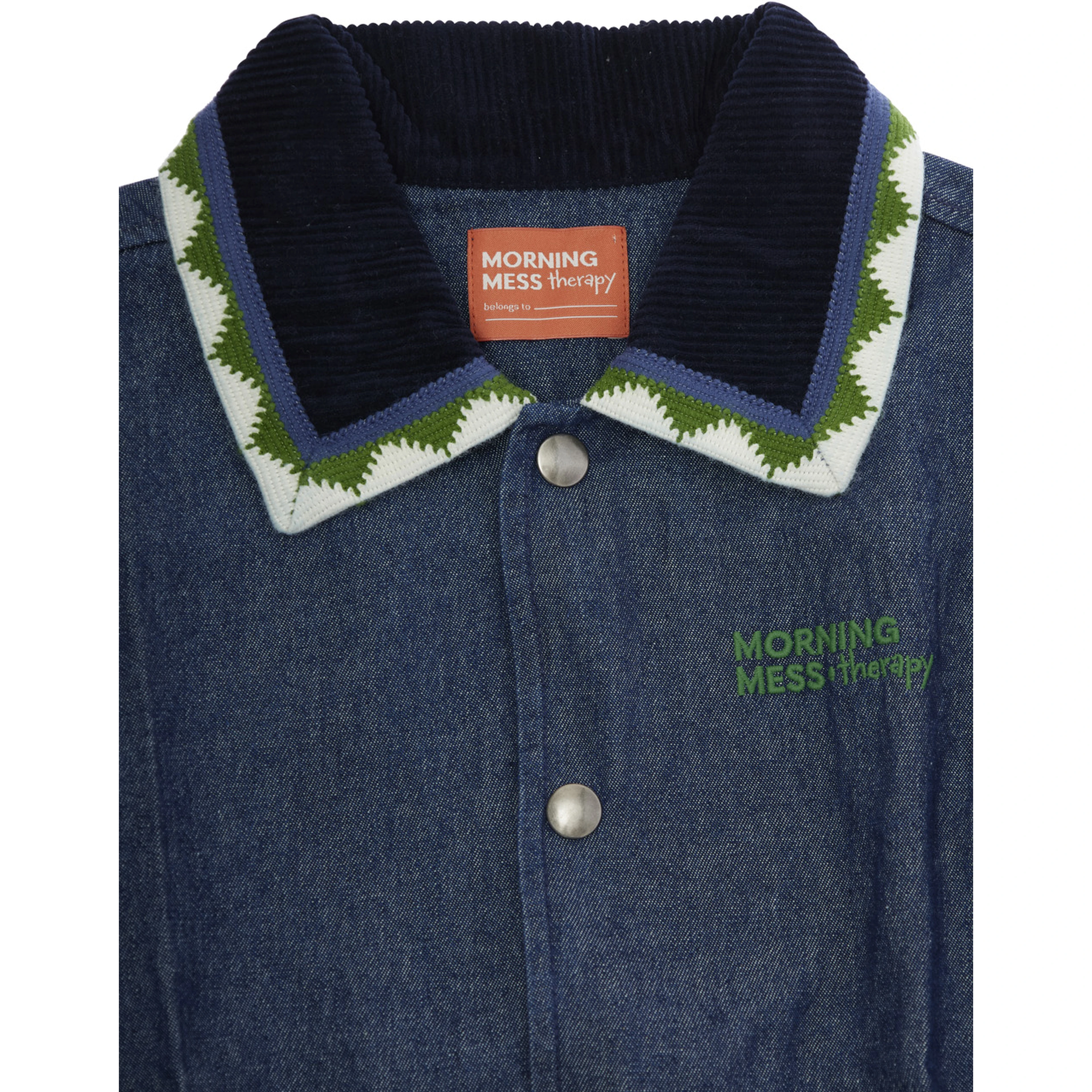 Dora Blue Jacket with Classic Collar and Two Front Patch Pockets in Denim Girl