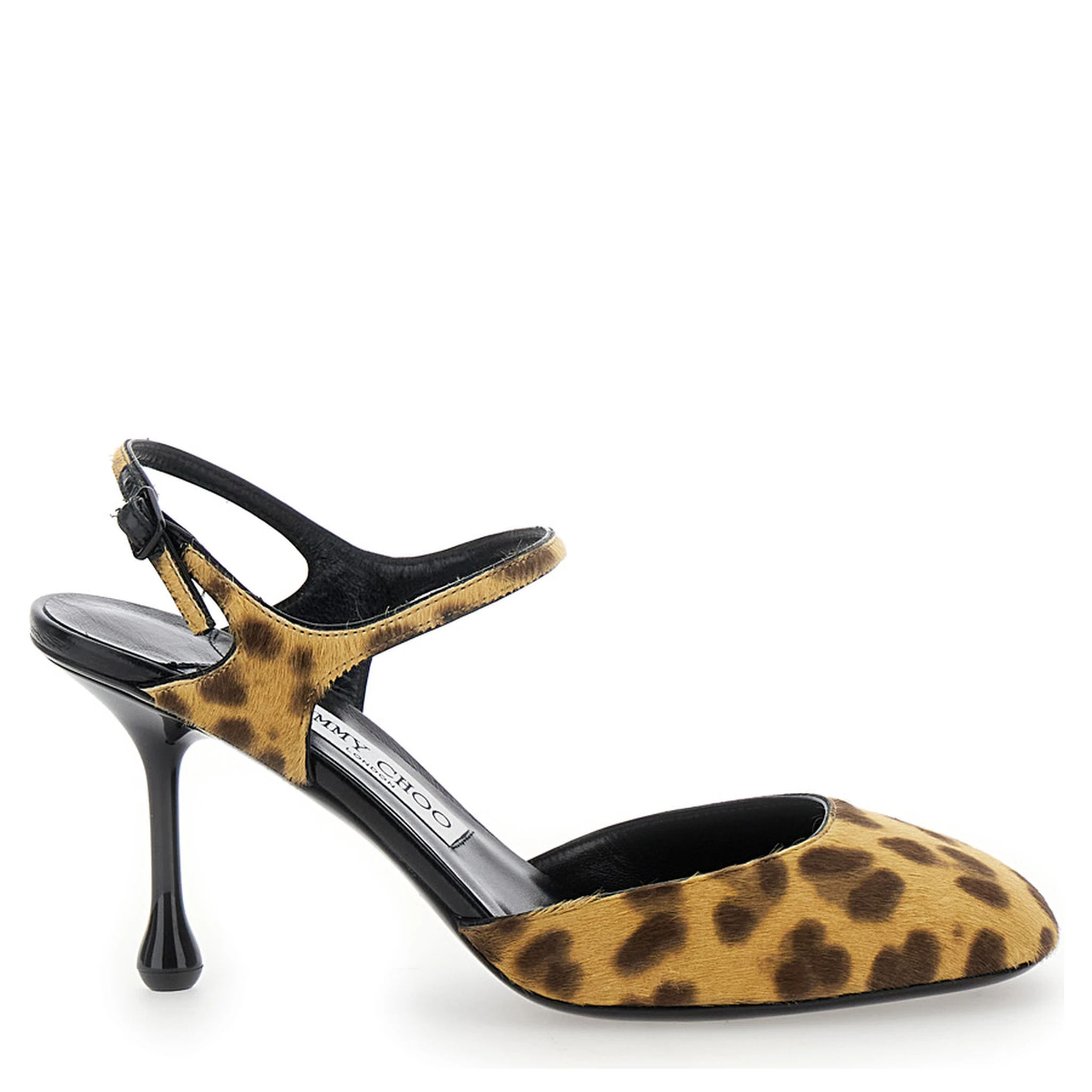 Pixie Brown Pumps with High Sculpted Heel and All-Over Leopard Print in Tech Fabric Woman
