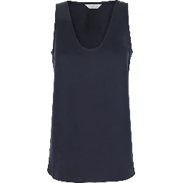Filly Blue Sleeveless Top with Round Neck in Silk Woman