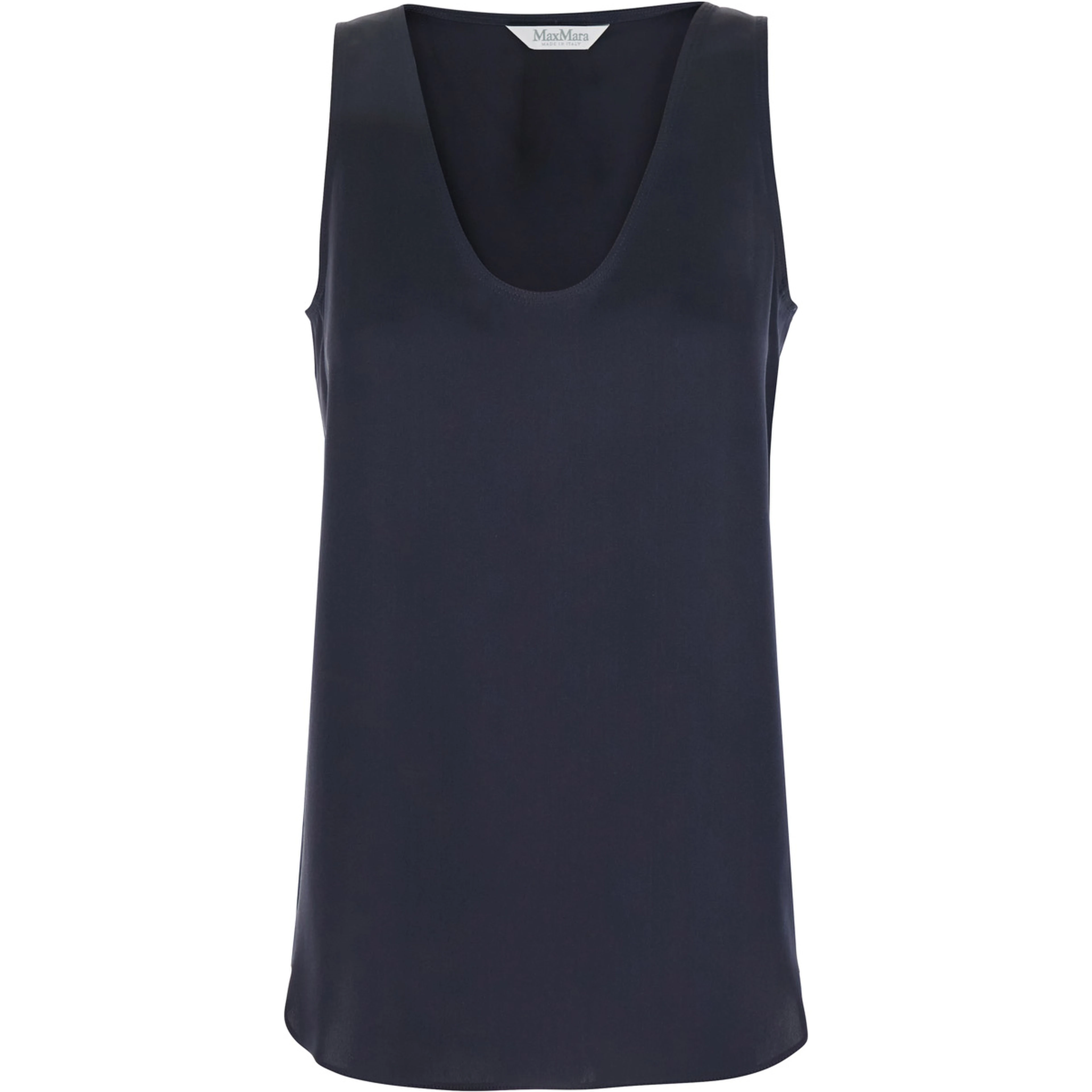 Filly Blue Sleeveless Top with Round Neck in Silk Woman