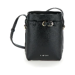 Voyou Black Crossbody Bag with Laminated Logo and Buckle in Leather Woman