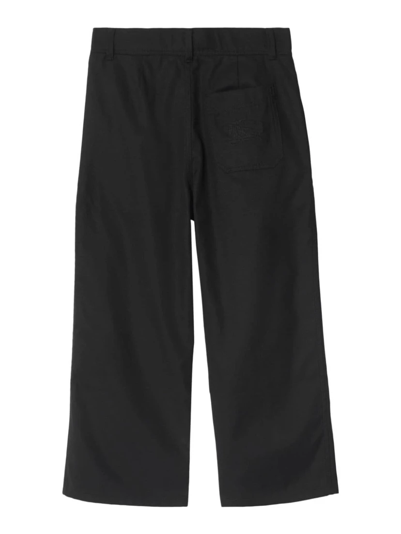 Pantaloni Morbidi Carven con Ricamo EKD in Misto Cotone Nero Bambino
