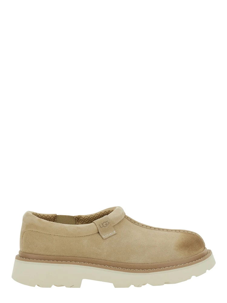 Tasman Beige Mule with Raised Sole in Suede Man